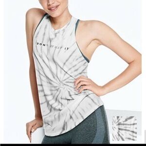 PINK Victoria's Secret Gray and White Sleeveless  Tie Dye Tank Top